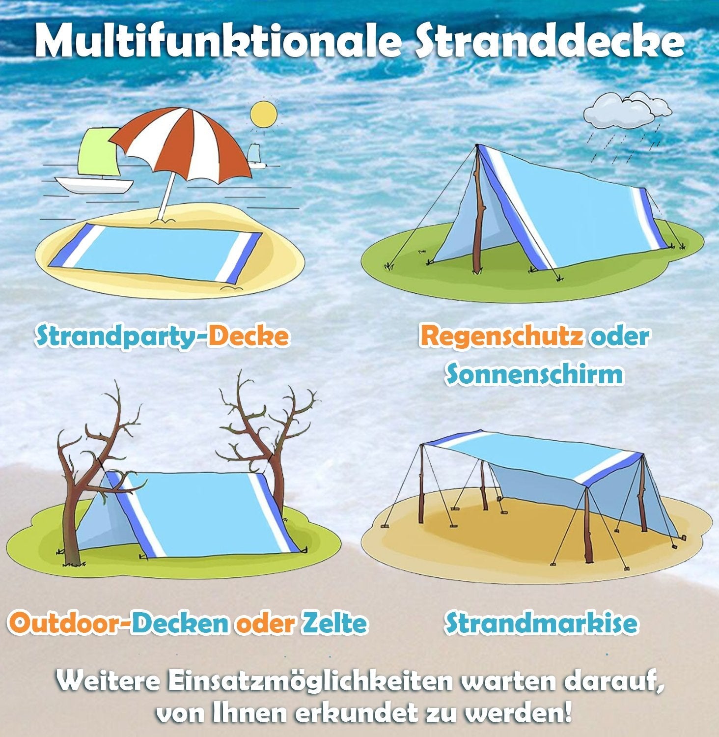 🔥 HEISSER VERKAUF 49%🤽‍♂️🔥Leichte Strandmatte ohne Sand👨‍👩‍👧‍👦-3